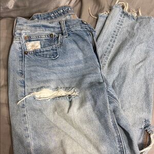 American Eagle Outfitters Women's Ripped Light Blue Boyfriend Jeans